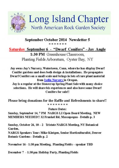 NARGS LI September 2014 Newsletter