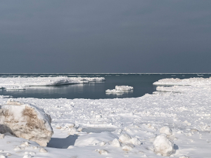 Ice on Lake Michigan in the winter