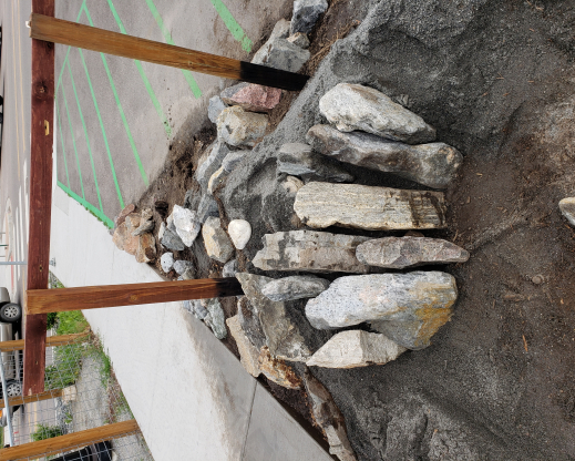 Rockwork fitting into place Rockwork fitting into place