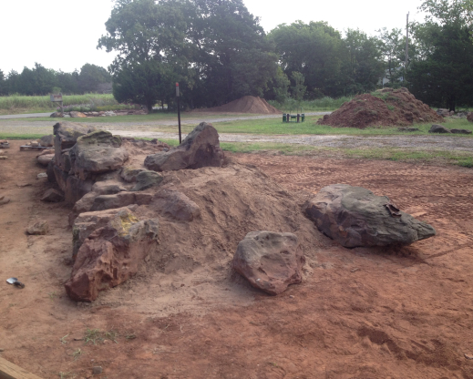 The rock garden under construction The rock garden under construction