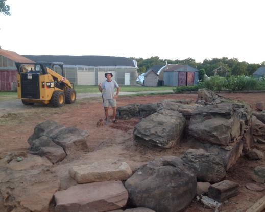 The rock garden under construction The rock garden under construction