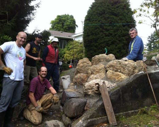 Building the tufa bed.
