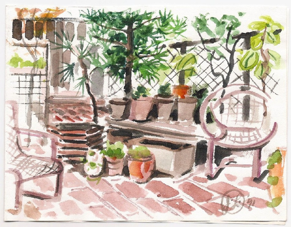 Larry Thomas' Terrace Watercolor