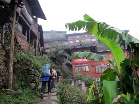 Hiking through the village in Leigongping
