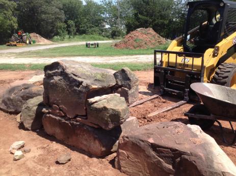 The rock garden under construction