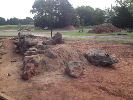 The rock garden under construction