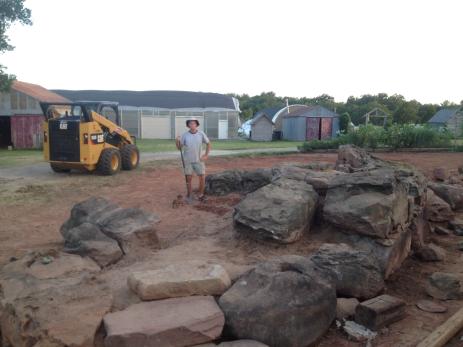 The rock garden under construction